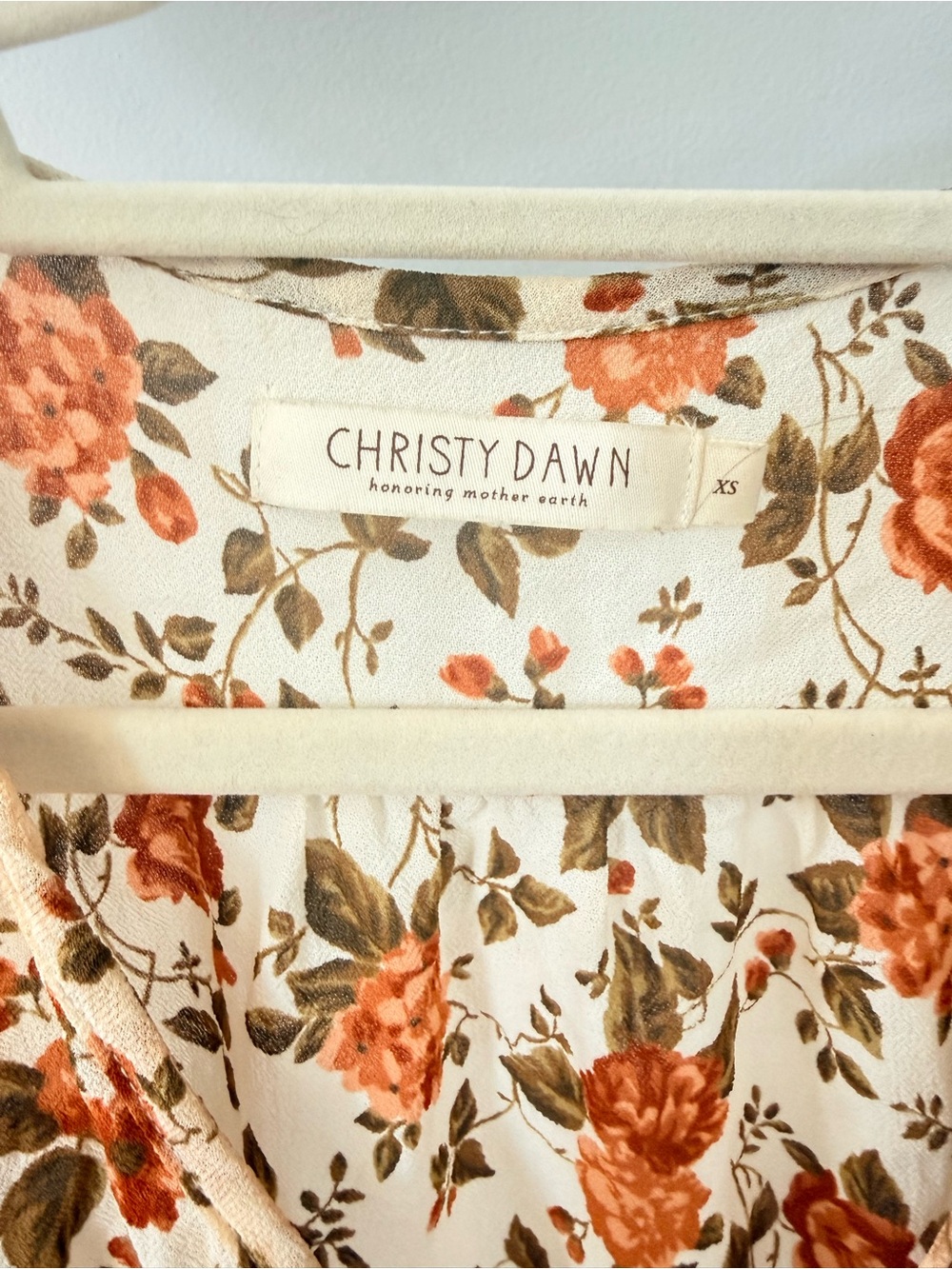 Christy Dawn Cream Dress with Rust Rose Print - Picture 2 of 4